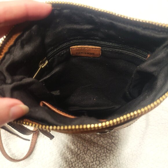 COCHOA Crossbody Sling Bag Small Caramel Brown Leather Purse Vintage - Picture 10 of 13
